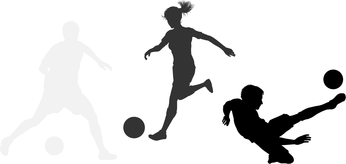 サッカーしている人のシルエット